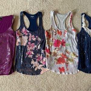 EXPRESS Sequin Tan Tank Top XS